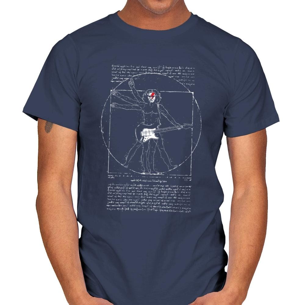 Vitruvian Rock - Mens T-Shirts RIPT Apparel Small / Navy