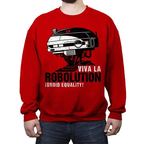 Viva la Robolution - Crew Neck Sweatshirt Crew Neck Sweatshirt RIPT Apparel Small / Red