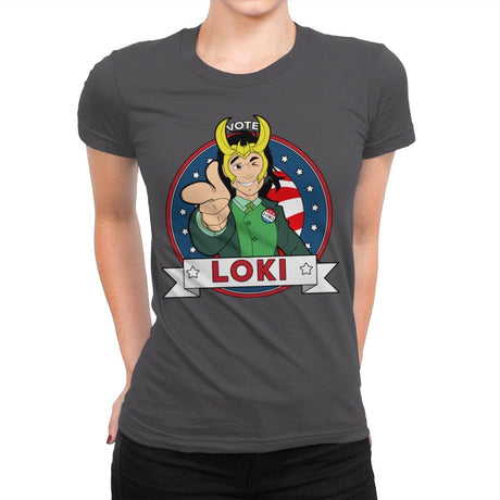 Vote Loki - Womens Premium T-Shirts RIPT Apparel Small / Heavy Metal