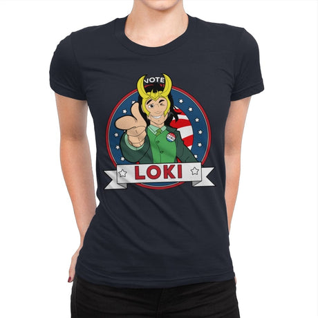 Vote Loki - Womens Premium T-Shirts RIPT Apparel Small / Midnight Navy