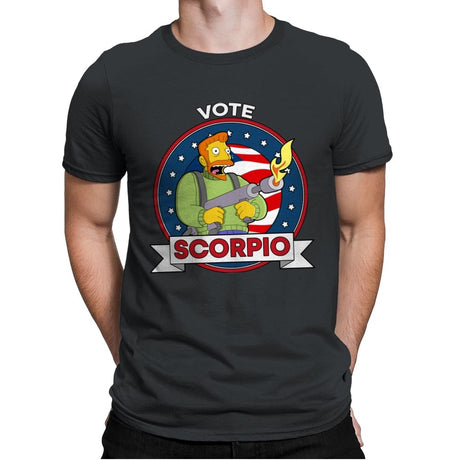 Vote Scorpio - Mens Premium T-Shirts RIPT Apparel Small / Heavy Metal