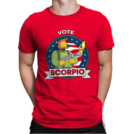 Vote Scorpio - Mens Premium T-Shirts RIPT Apparel Small / Red