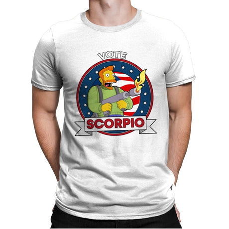 Vote Scorpio - Mens Premium T-Shirts RIPT Apparel Small / White