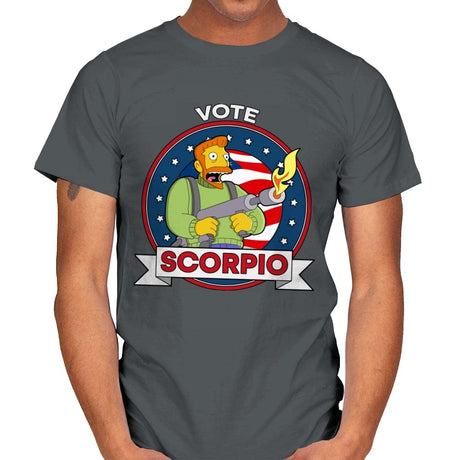 Vote Scorpio - Mens T-Shirts RIPT Apparel Small / Charcoal