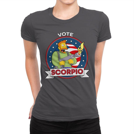 Vote Scorpio - Womens Premium T-Shirts RIPT Apparel Small / Heavy Metal