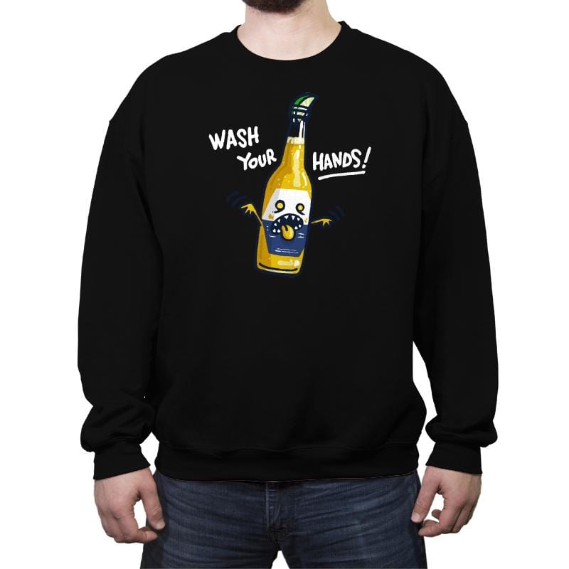 Wash Your Hands - Crew Neck Sweatshirt Crew Neck Sweatshirt RIPT Apparel Small / Black