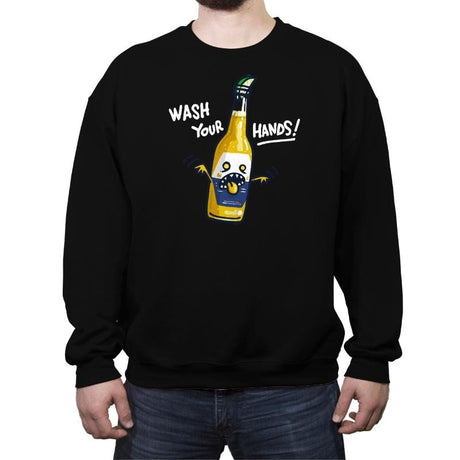 Wash Your Hands - Crew Neck Sweatshirt Crew Neck Sweatshirt RIPT Apparel Small / Black