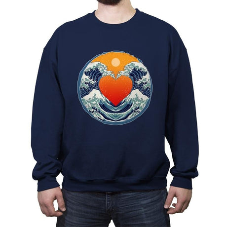 Waves of Love - Crew Neck Sweatshirt Crew Neck Sweatshirt RIPT Apparel Small / Navy