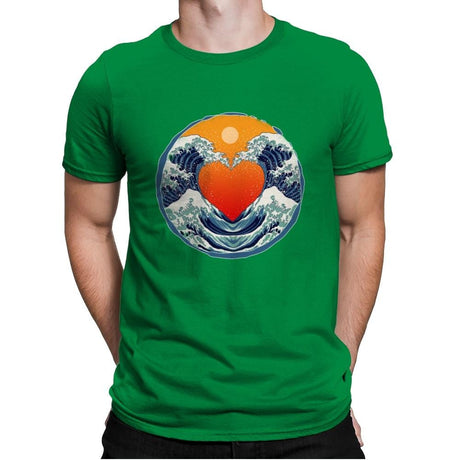 Waves of Love - Mens Premium T-Shirts RIPT Apparel Small / Kelly