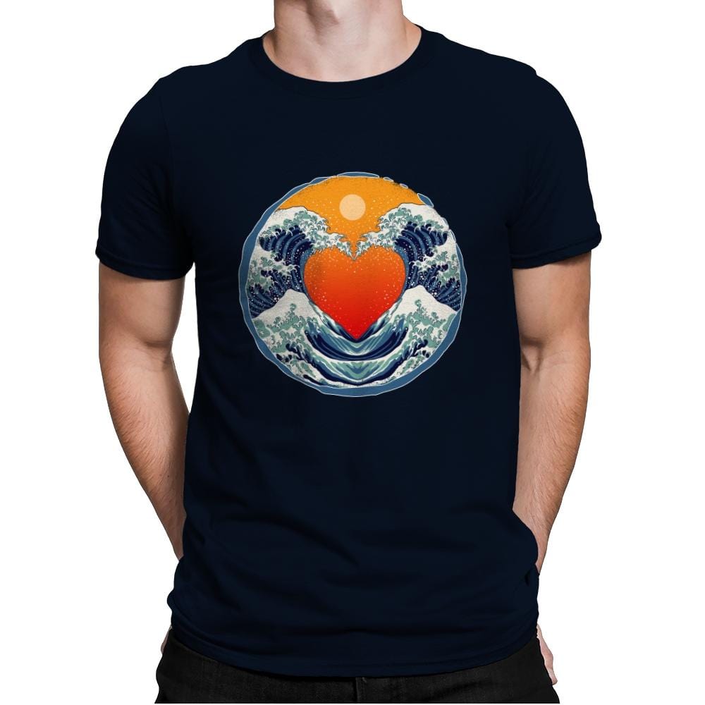 Waves of Love - Mens Premium T-Shirts RIPT Apparel Small / Midnight Navy