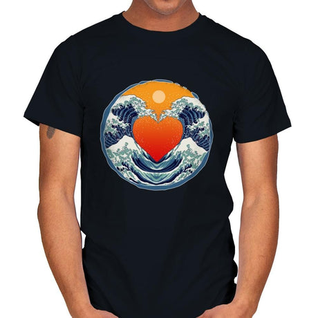 Waves of Love - Mens T-Shirts RIPT Apparel Small / Black