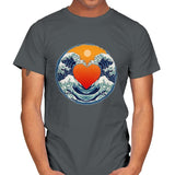 Waves of Love - Mens T-Shirts RIPT Apparel Small / Charcoal