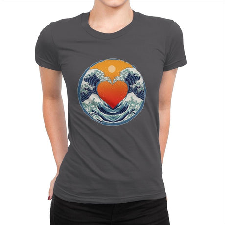 Waves of Love - Womens Premium T-Shirts RIPT Apparel Small / Heavy Metal