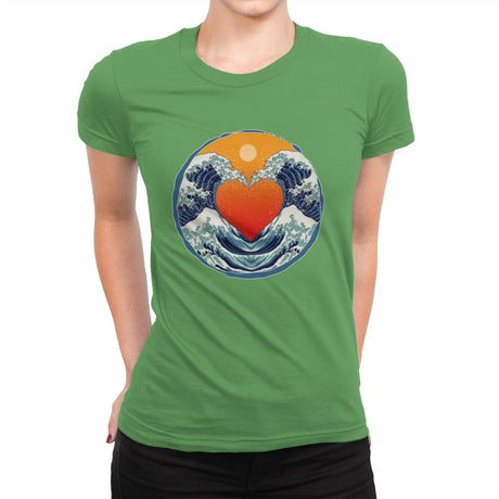 Waves of Love - Womens Premium T-Shirts RIPT Apparel Small / Kelly