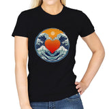 Waves of Love - Womens T-Shirts RIPT Apparel Small / Black