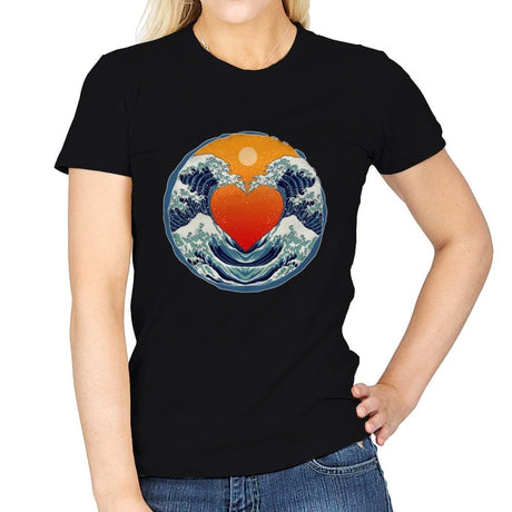 Waves of Love - Womens T-Shirts RIPT Apparel Small / Black