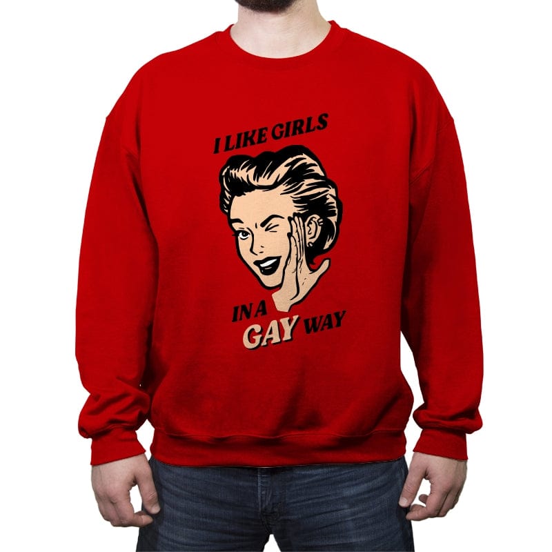 Way Gay - Crew Neck Sweatshirt Crew Neck Sweatshirt RIPT Apparel Small / Red