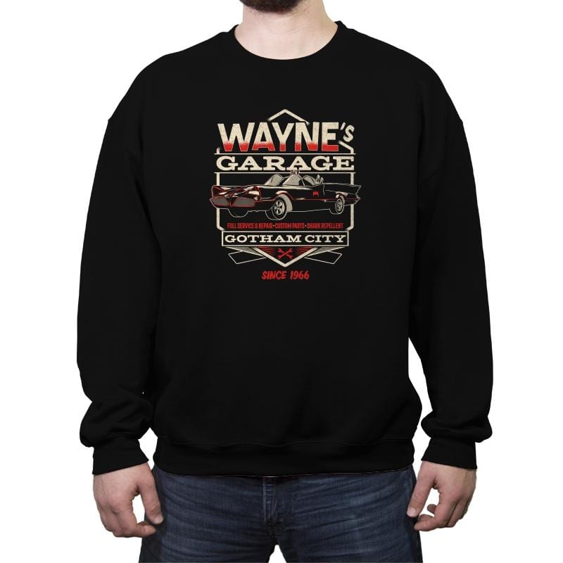Wayne's Garage - Crew Neck Sweatshirt Crew Neck Sweatshirt RIPT Apparel Small / Black