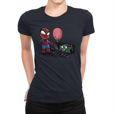 We All Spiders Float Down Here - Womens Premium T-Shirts RIPT Apparel Small / Midnight Navy