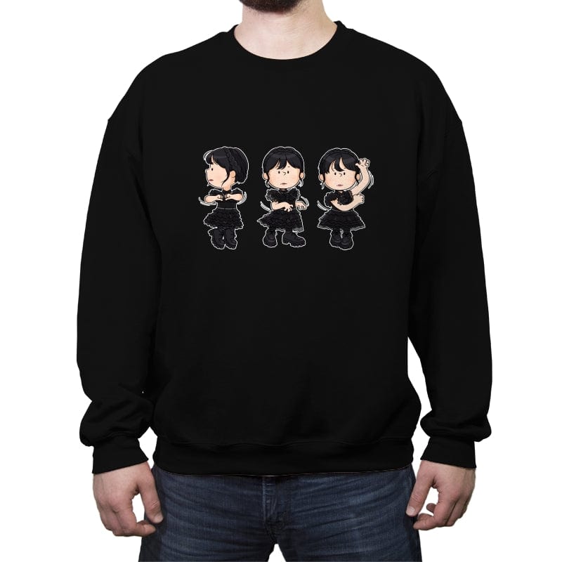 Wednesday Addams Peanuts' Dance - Crew Neck Sweatshirt Crew Neck Sweatshirt RIPT Apparel Small / Black