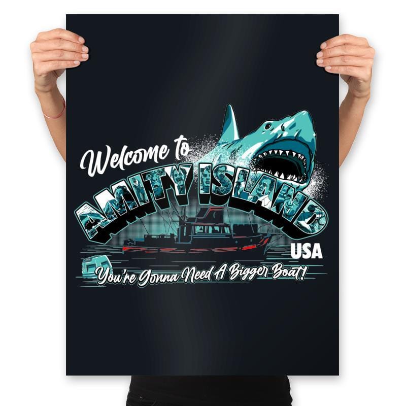Welcome to Amity Island - Prints Posters RIPT Apparel 18x24 / Black