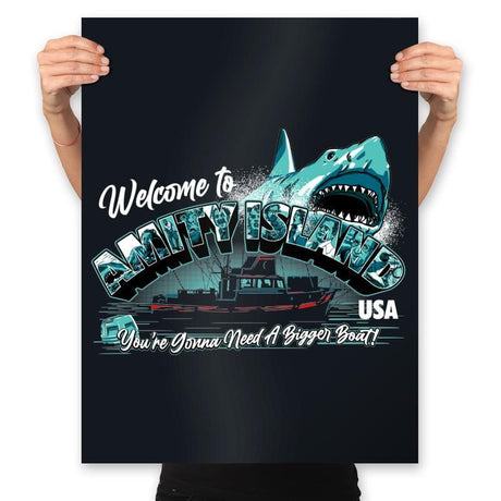 Welcome to Amity Island - Prints Posters RIPT Apparel 18x24 / Black