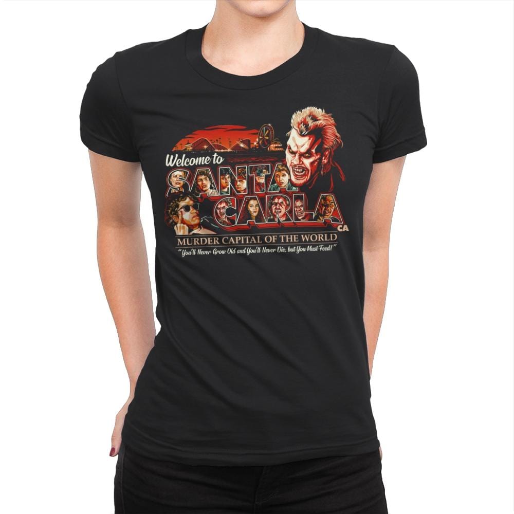 Welcome to Santa Carla - Womens Premium T-Shirts RIPT Apparel Small / Black