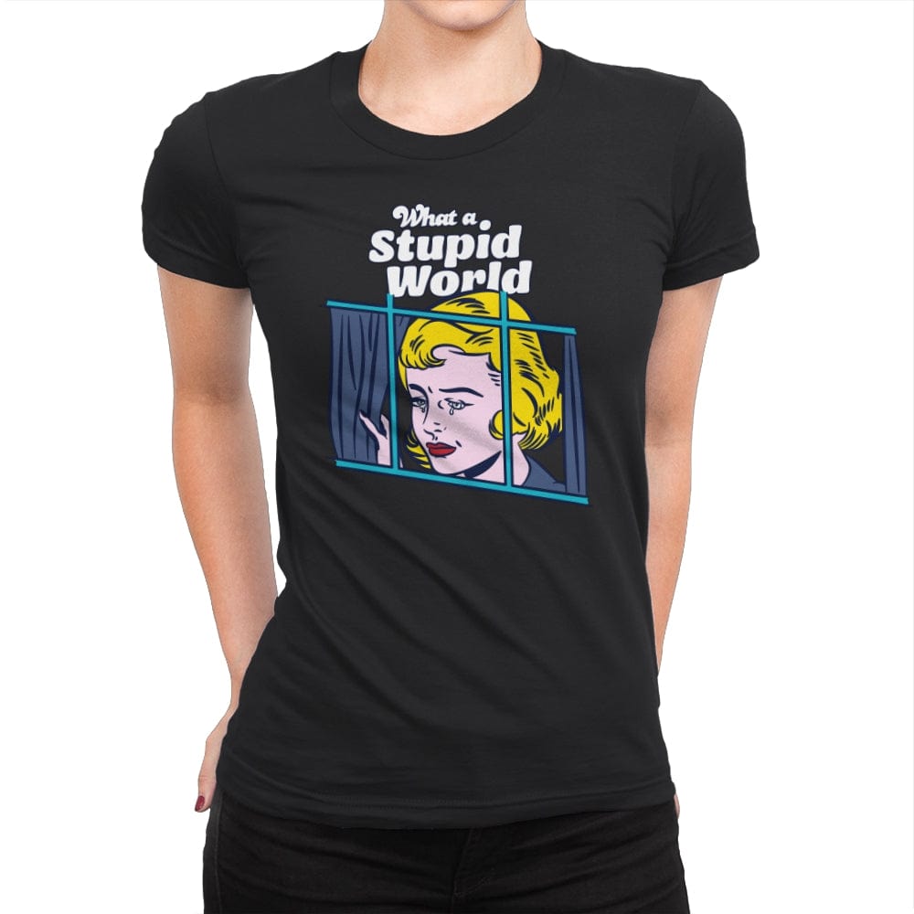 What a Stupid World - Womens Premium T-Shirts RIPT Apparel Small / Black