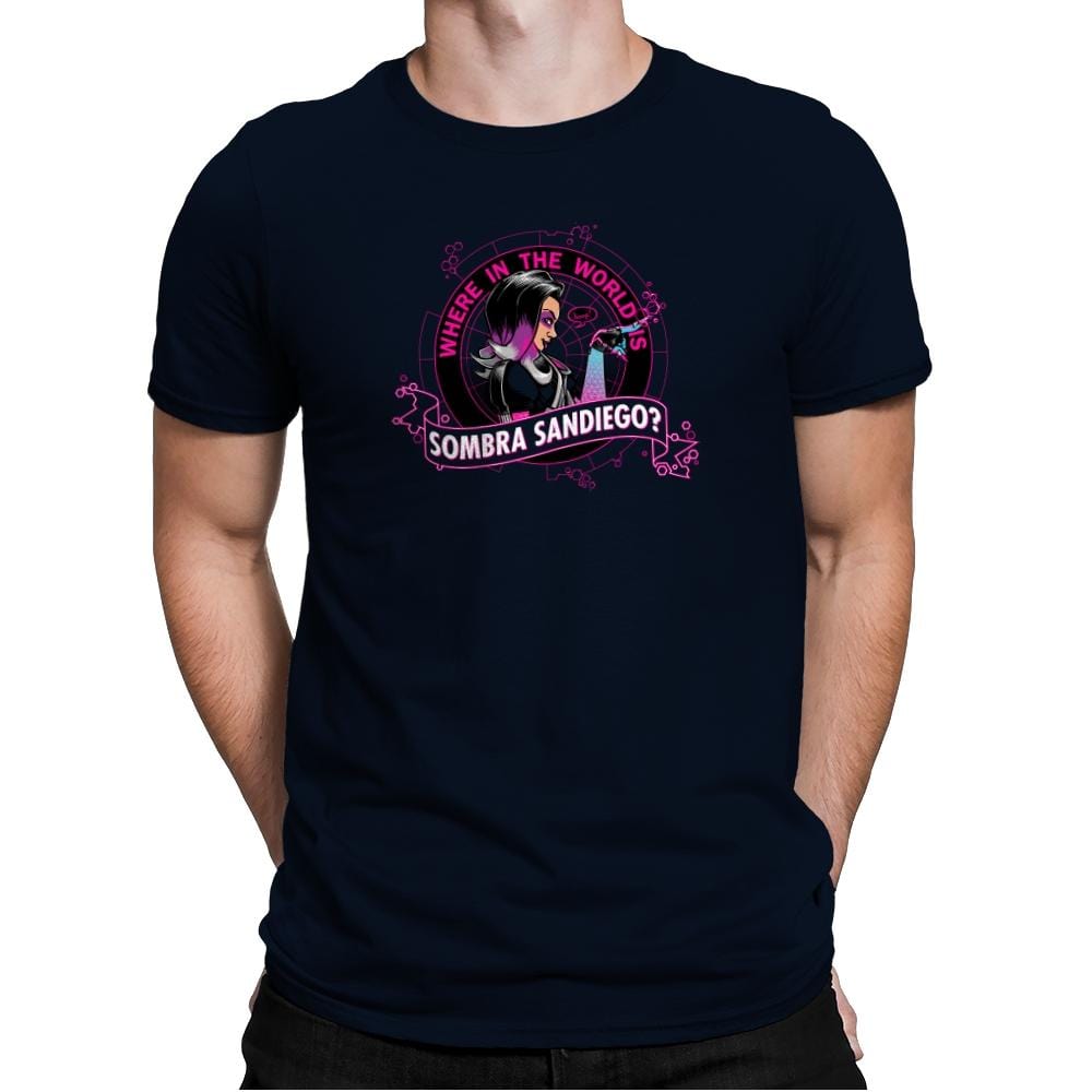 Where in the World is Sombra Sandiego? Exclusive - Mens Premium T-Shirts RIPT Apparel Small / Midnight Navy