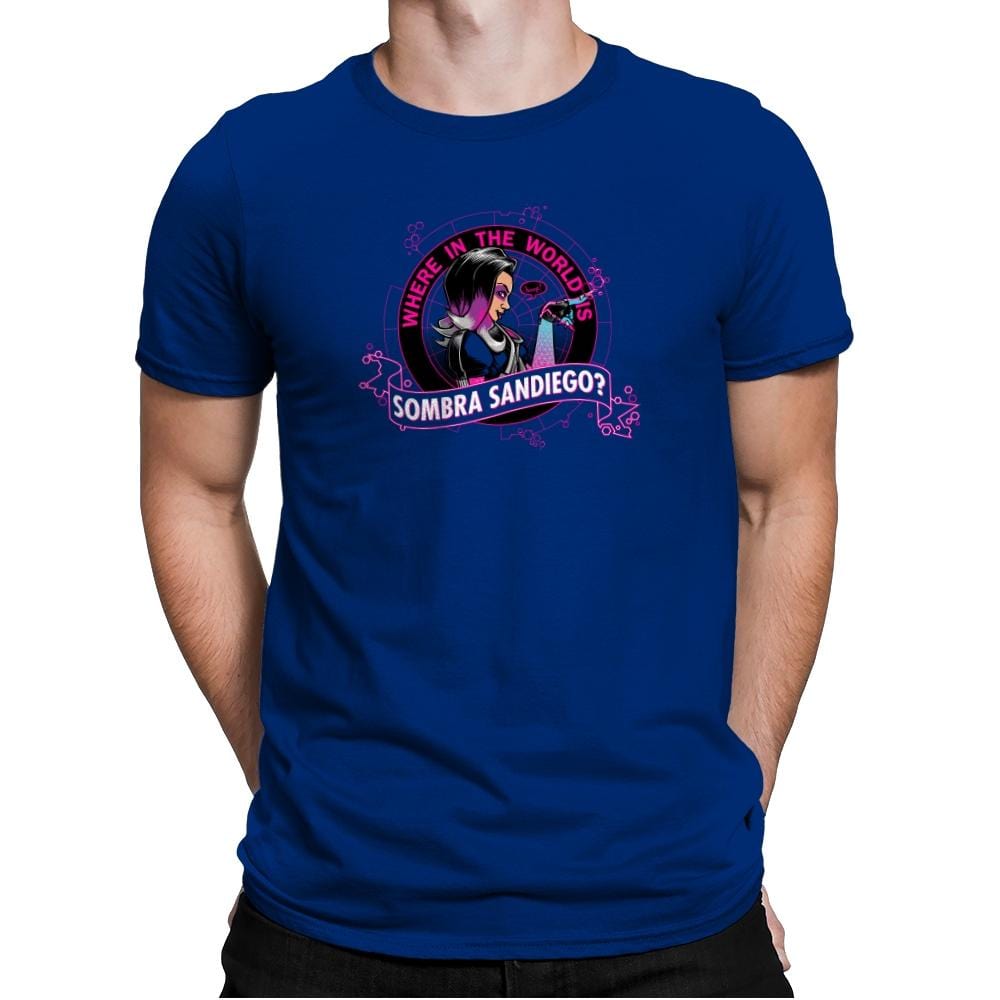 Where in the World is Sombra Sandiego? Exclusive - Mens Premium T-Shirts RIPT Apparel Small / Royal