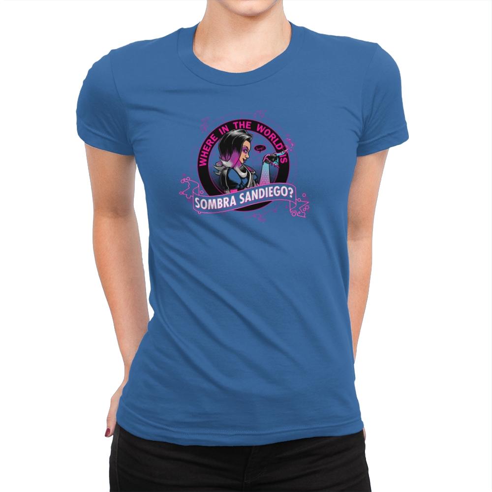 Where in the World is Sombra Sandiego? Exclusive - Womens Premium T-Shirts RIPT Apparel Small / Royal