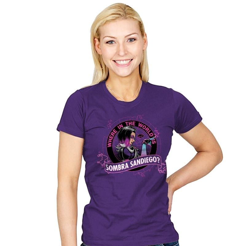 Where in the World is Sombra Sandiego? - Womens T-Shirts RIPT Apparel Small / Purple
