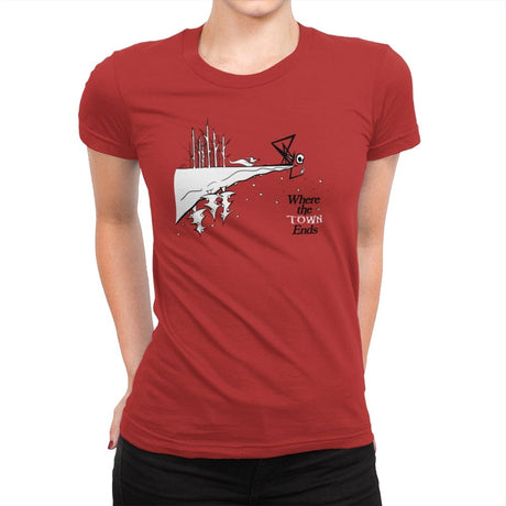 Where the Town Ends - Womens Premium T-Shirts RIPT Apparel Small / Red