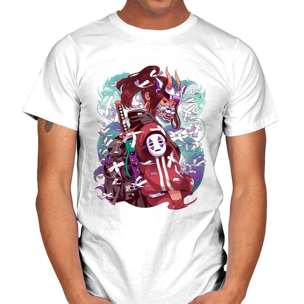 White Dragon Samurai - Mens T-Shirts RIPT Apparel Small / White