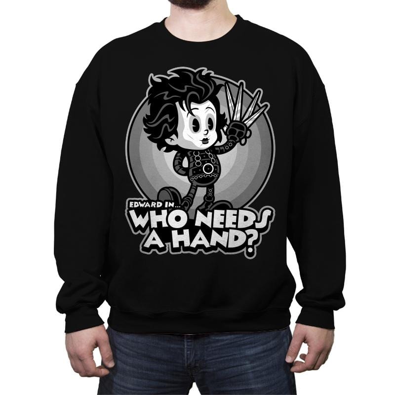 Who Needs A Hand? - Crew Neck Sweatshirt Crew Neck Sweatshirt RIPT Apparel Small / Black