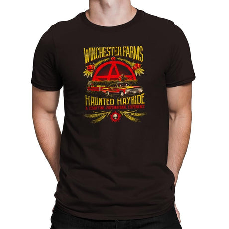 Winchester Farms Haunted Hay Ride Exclusive - Mens Premium T-Shirts RIPT Apparel Small / Dark Chocolate