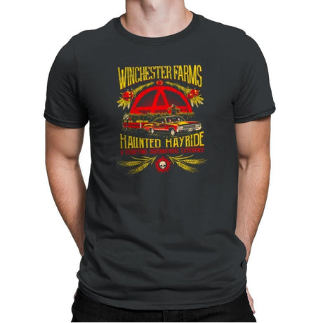 Winchester Farms Haunted Hay Ride Exclusive - Mens Premium T-Shirts RIPT Apparel Small / Heavy Metal