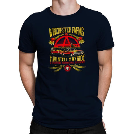 Winchester Farms Haunted Hay Ride Exclusive - Mens Premium T-Shirts RIPT Apparel Small / Midnight Navy