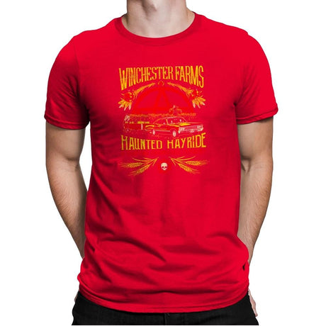 Winchester Farms Haunted Hay Ride Exclusive - Mens Premium T-Shirts RIPT Apparel Small / Red