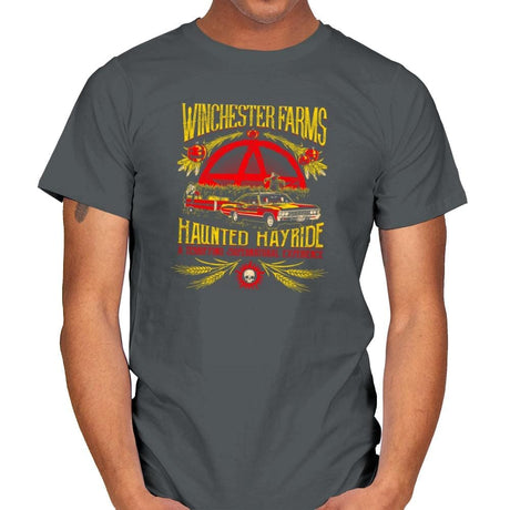 Winchester Farms Haunted Hay Ride Exclusive - Mens T-Shirts RIPT Apparel Small / Charcoal