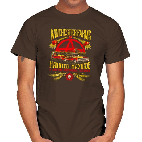 Winchester Farms Haunted Hay Ride Exclusive - Mens T-Shirts RIPT Apparel Small / Dark Chocolate