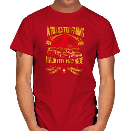 Winchester Farms Haunted Hay Ride Exclusive - Mens T-Shirts RIPT Apparel Small / Red