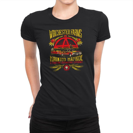 Winchester Farms Haunted Hay Ride Exclusive - Womens Premium T-Shirts RIPT Apparel 3x-large / Black