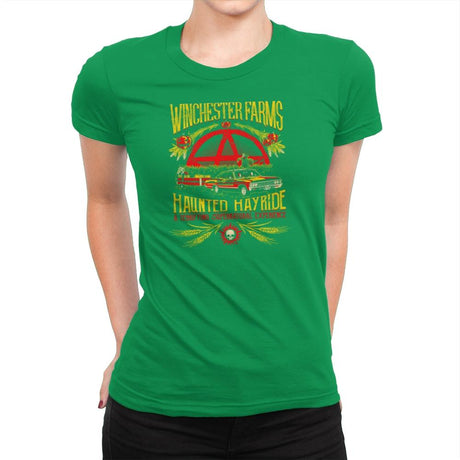 Winchester Farms Haunted Hay Ride Exclusive - Womens Premium T-Shirts RIPT Apparel Small / Kelly Green