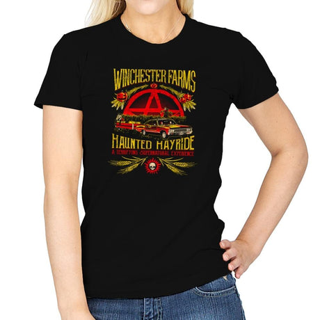 Winchester Farms Haunted Hay Ride Exclusive - Womens T-Shirts RIPT Apparel Small / Black