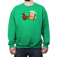 Wings and Beer - Crew Neck Sweatshirt Crew Neck Sweatshirt RIPT Apparel Small / Irish Green