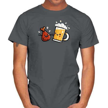 Wings and Beer - Mens T-Shirts RIPT Apparel Small / Charcoal