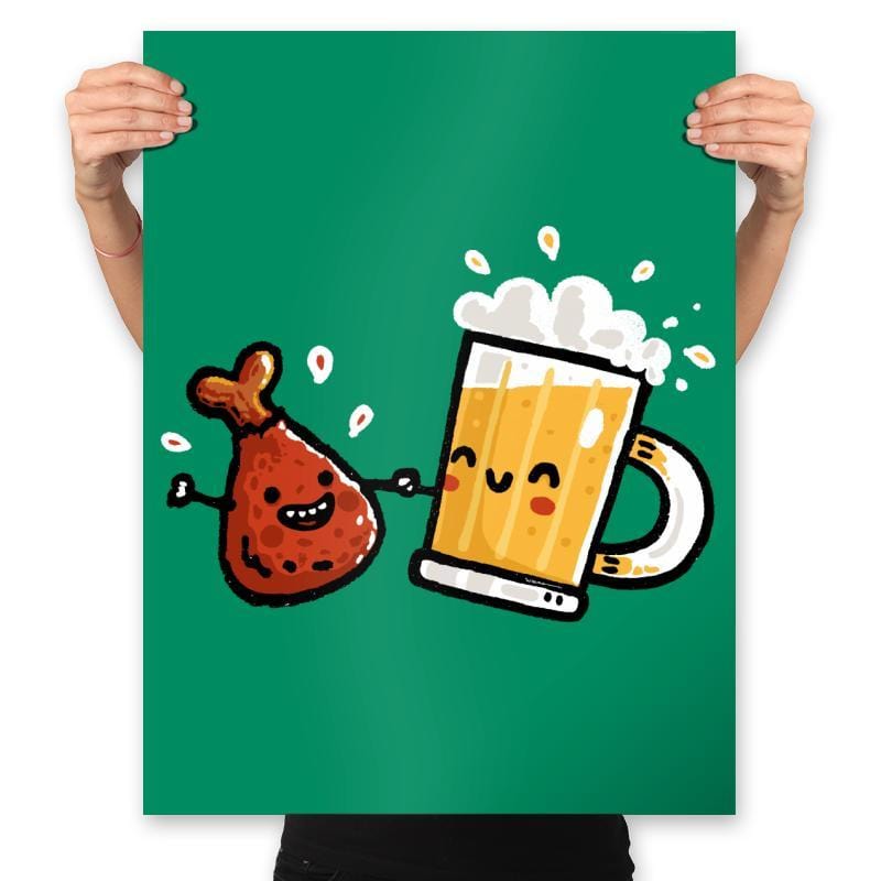 Wings and Beer - Prints Posters RIPT Apparel 18x24 / Kelly