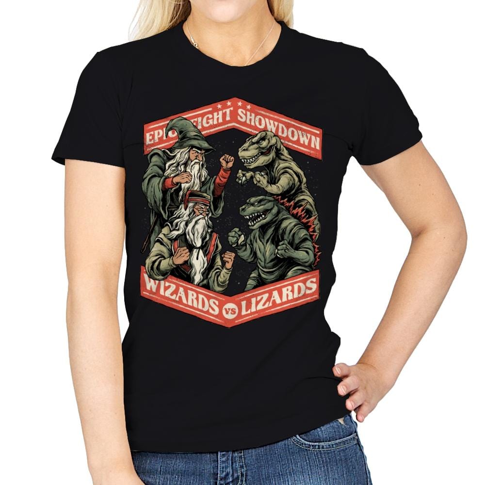 Wizards vs Lizards - Womens T-Shirts RIPT Apparel Small / Black