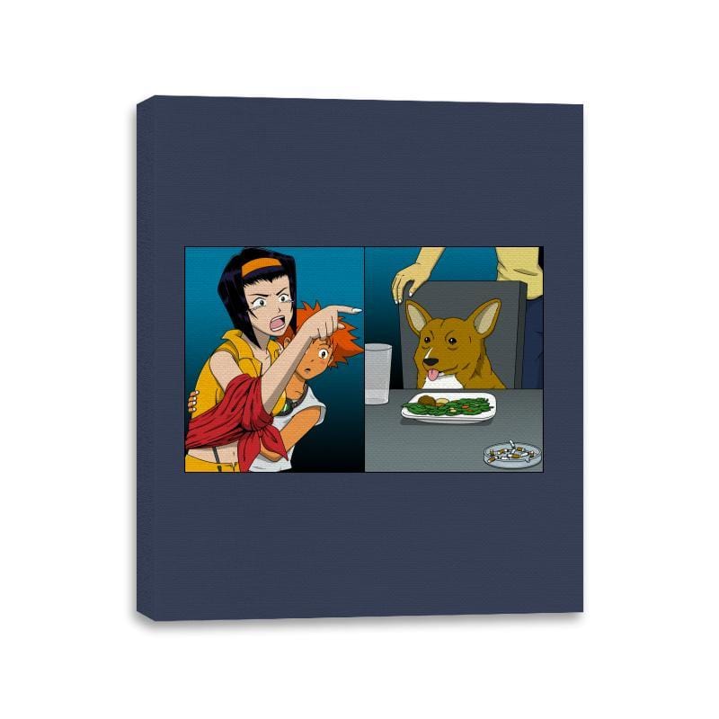 Woman Yelling at a Data Dog - Canvas Wraps Canvas Wraps RIPT Apparel 11x14 / Navy
